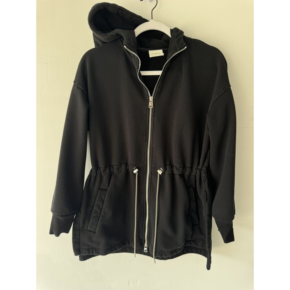 Varley Womens Cotton Full Zip Long Sleeve Victoria Hoodie Black Size Small
